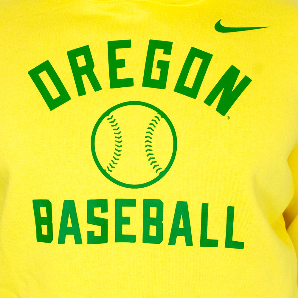 Arched Oregon, Nike, Yellow, Hoodie, Cotton Blend, Men, Baseball, Sweatshirt, Pullover, 854000